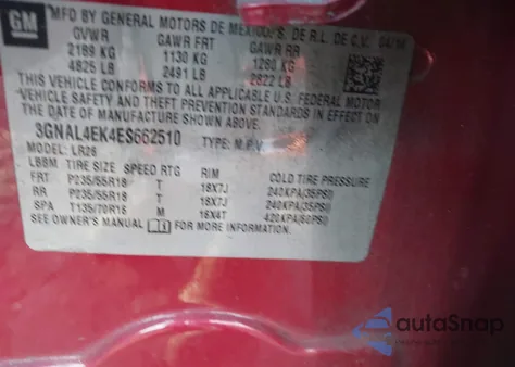 2014 Chevrolet Captiva Sport Ltz from USA, damaged, VIN 3GNAL4EK4ES662510